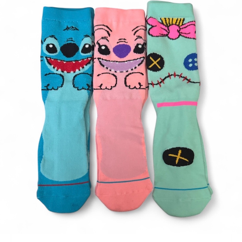 Disney Lilo & Stitch Character Crew Socks 3-Pack - Excellent Condition